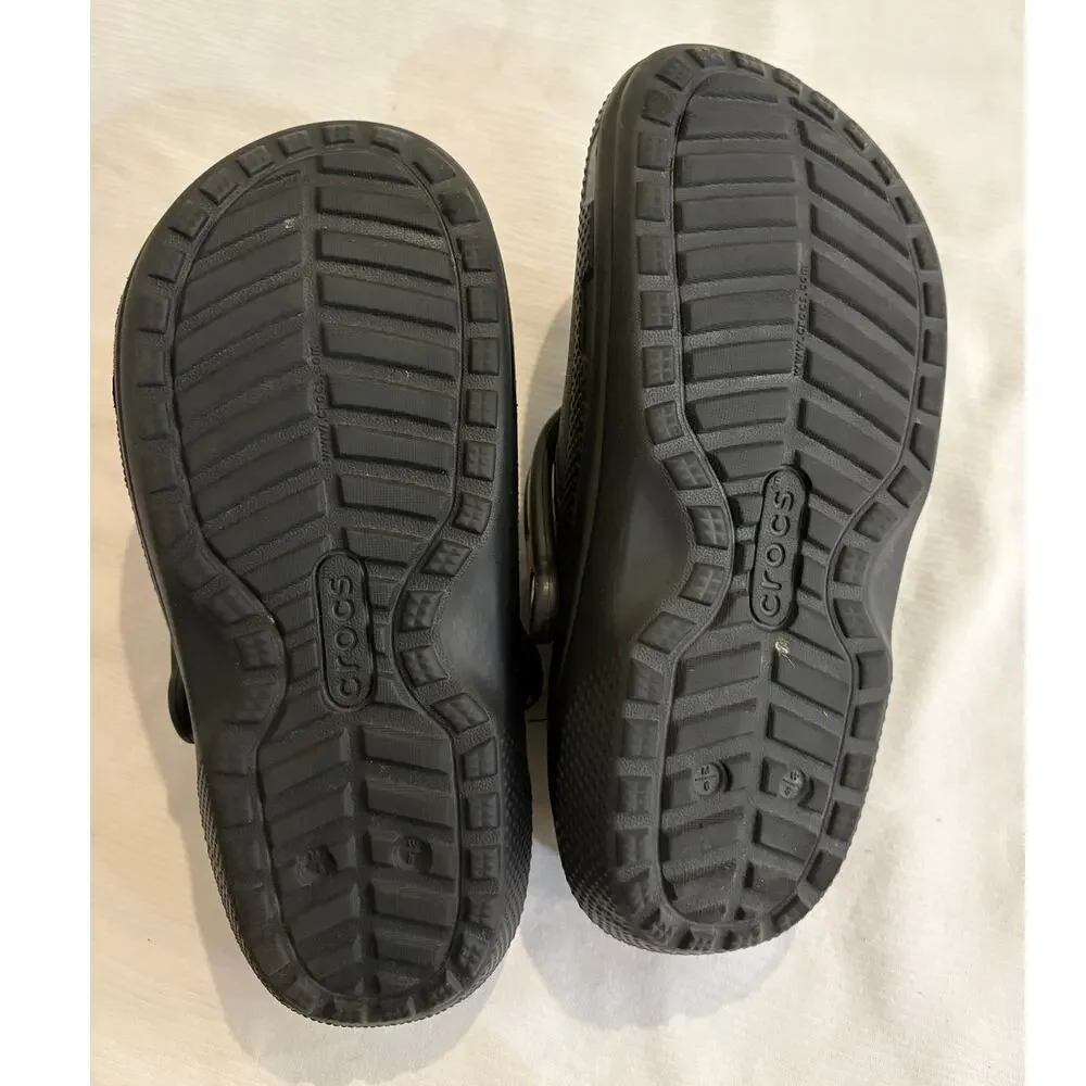 Crocs Classic Dual Comfort Black Fleece Lined Clogs Mens 6 Womens 8